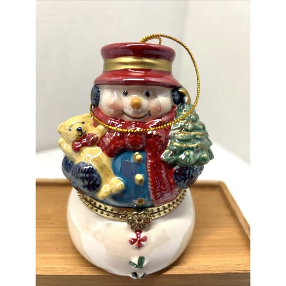 MR CHRISTMAS Hinged Music Box Snowman Rotating Ice-skaters Around Snowman Inside - Picture 1 of 7